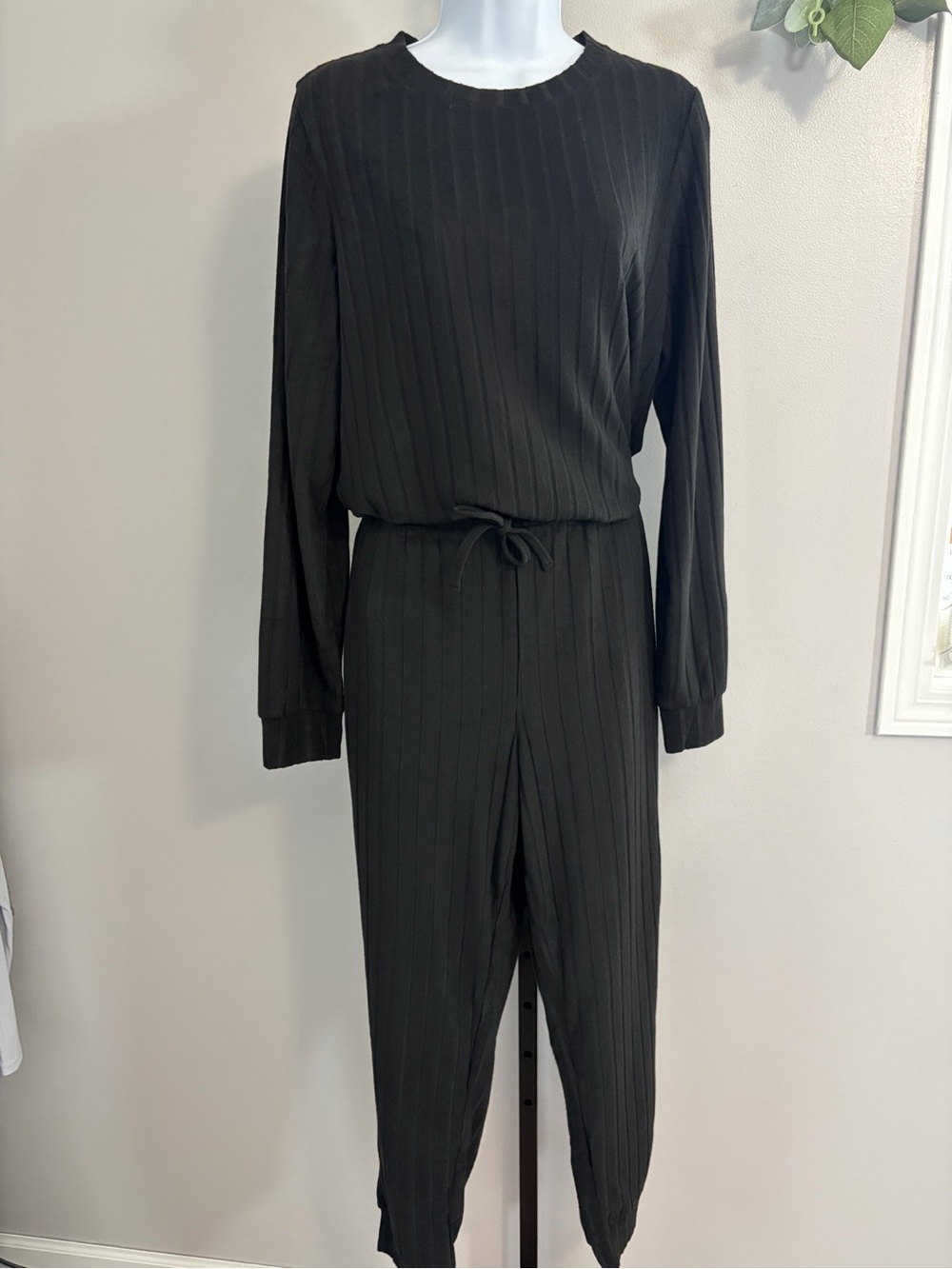 NWT Fantaslook Women's Black Ribbed Long-Sleeve 2Pc Lounge Set